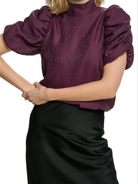 Ted Baker Kalmiia Tonal Snakeskin Print Puff Sleeve Blouse size #4